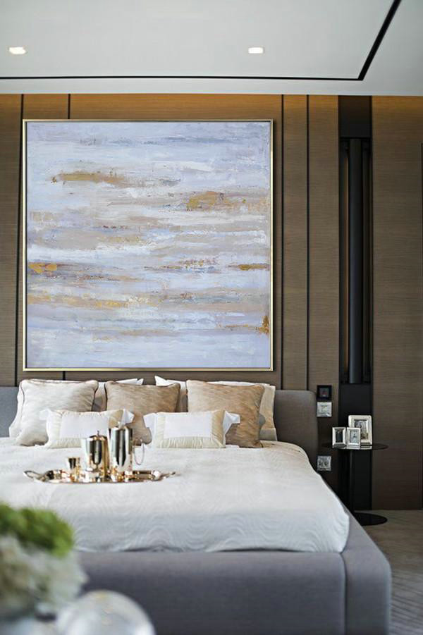 Extra Large 72" Acrylic Painting,Oversized Contemporary Oil Painting,Acrylic Painting On Canvas,Sky Blue,Gray,White.etc